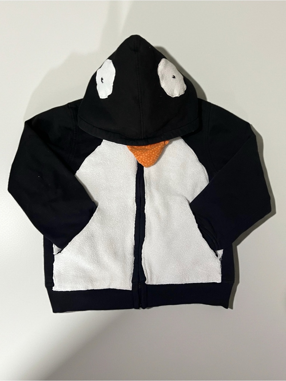 Faded Glory Kids Penguin Hoodie Jacket - Black, White & Orange